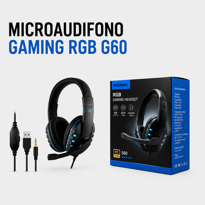 Microaudífono Gamer RGB G60 con Micrófono