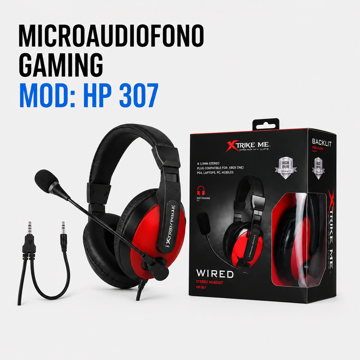Microaudífono Gamer HP-307 con Micrófono