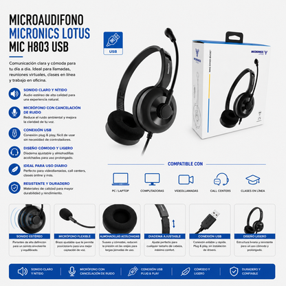 Microaudífono Micronics Lotus MIC H803 USB
