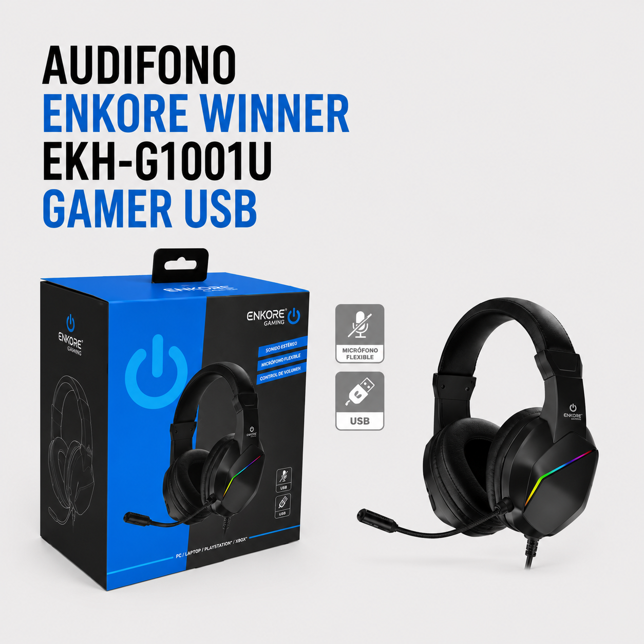 Audífono Gamer USB ENKORE Winner EKH-G1001U