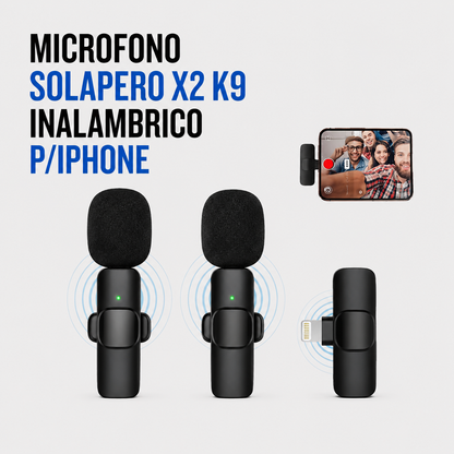 Micrófono Solapero Inalámbrico Doble K9 para iPhone