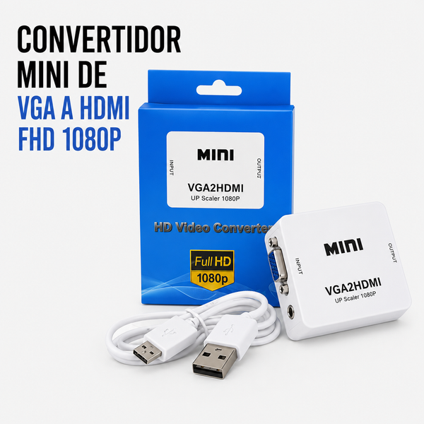 Convertidor Mini VGA a HDMI Full HD 1080P