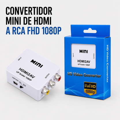 Convertidor Mini HDMI a RCA Full HD 1080P