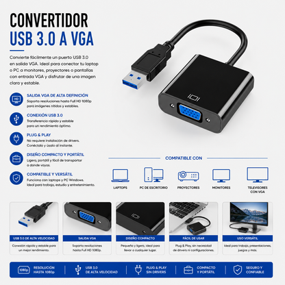 Convertidor USB 3.0 a VGA