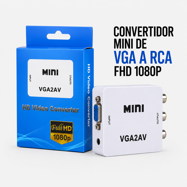 Convertidor Mini VGA a RCA Full HD 1080P