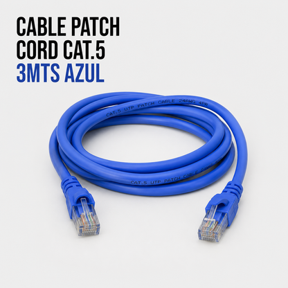 Cable Patch Cord CAT.5e 3 Metros Azul