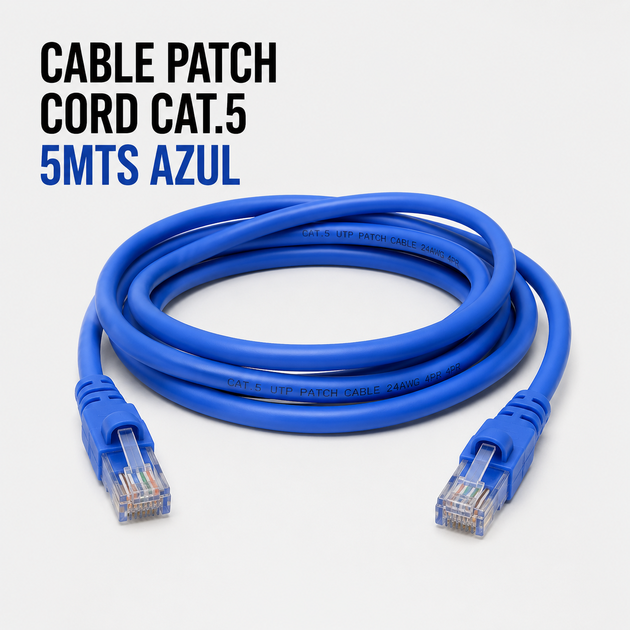 Cable Patch Cord CAT.5e 5 Metros Azul
