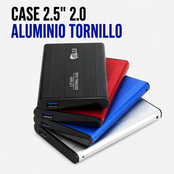 Case para Disco Duro Externo 2.5" USB 2.0 de Aluminio con Tornillos