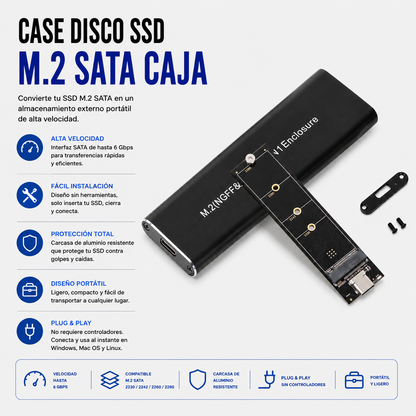 Case para SSD M.2 SATA USB 3.0 de Aluminio