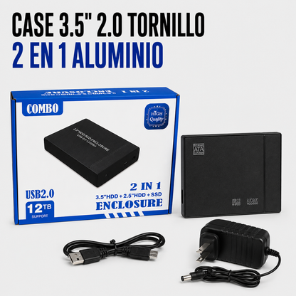 ENCLOSURE P/DISCO SATA COMBO 2 EN 1 3.5/2.5 USB 2.0 PRESION PC/LAPTOP