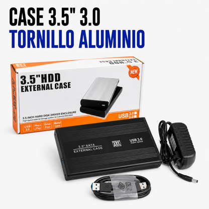 Case para Disco Duro Externo 3.5" USB 3.0 de Aluminio con Tornillos
