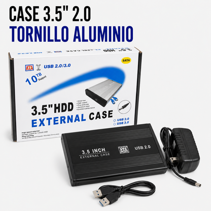 Case para Disco Duro Externo 3.5" USB 2.0 de Aluminio con Tornillos