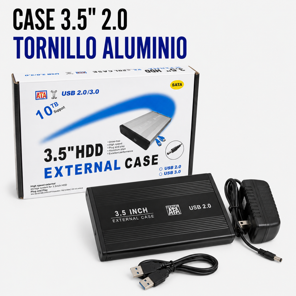 Case para Disco Duro Externo 3.5" USB 2.0 de Aluminio con Tornillos