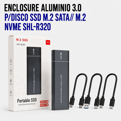Enclosure USB 3.0 de Aluminio para SSD M.2 SATA / NVMe SHL-R320