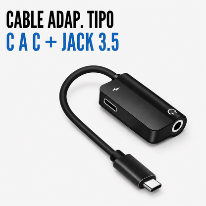 Cable Adaptador USB Tipo-C a USB-C + Jack 3.5 mm
