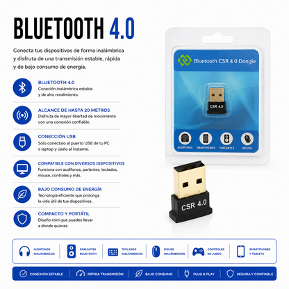 Adaptador USB Bluetooth 4.0 CSR