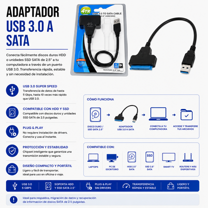 Adaptador USB 3.0 a SATA