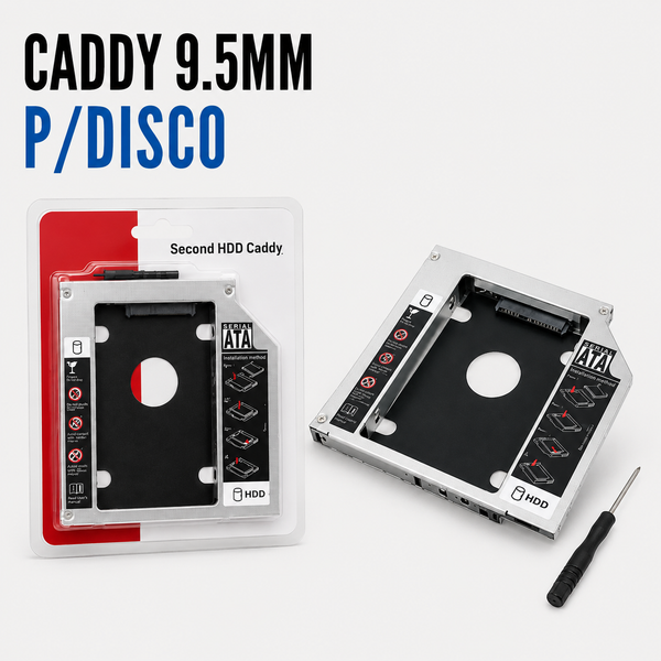 Caddy SATA 9.5 mm para Segundo Disco Duro / SSD de Laptop