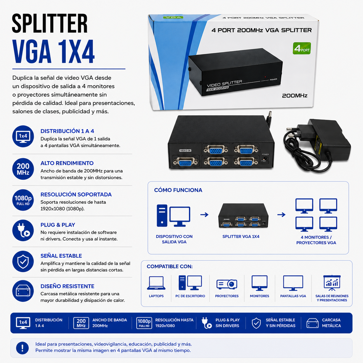 Splitter VGA 1x4