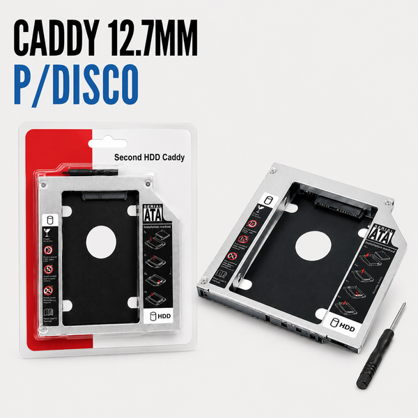 Caddy SATA 12.7 mm para Segundo Disco Duro / SSD de Laptop
