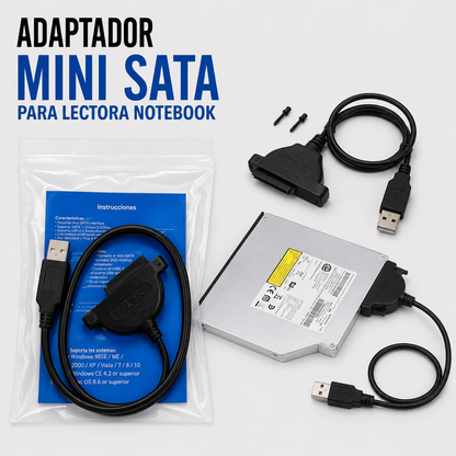 Adaptador USB a Mini SATA para Lectora de Notebook