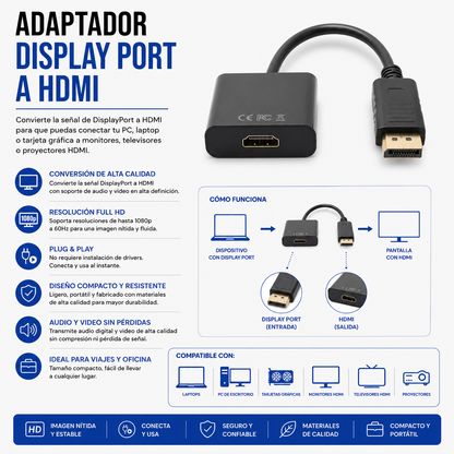 Adaptador DisplayPort a HDMI
