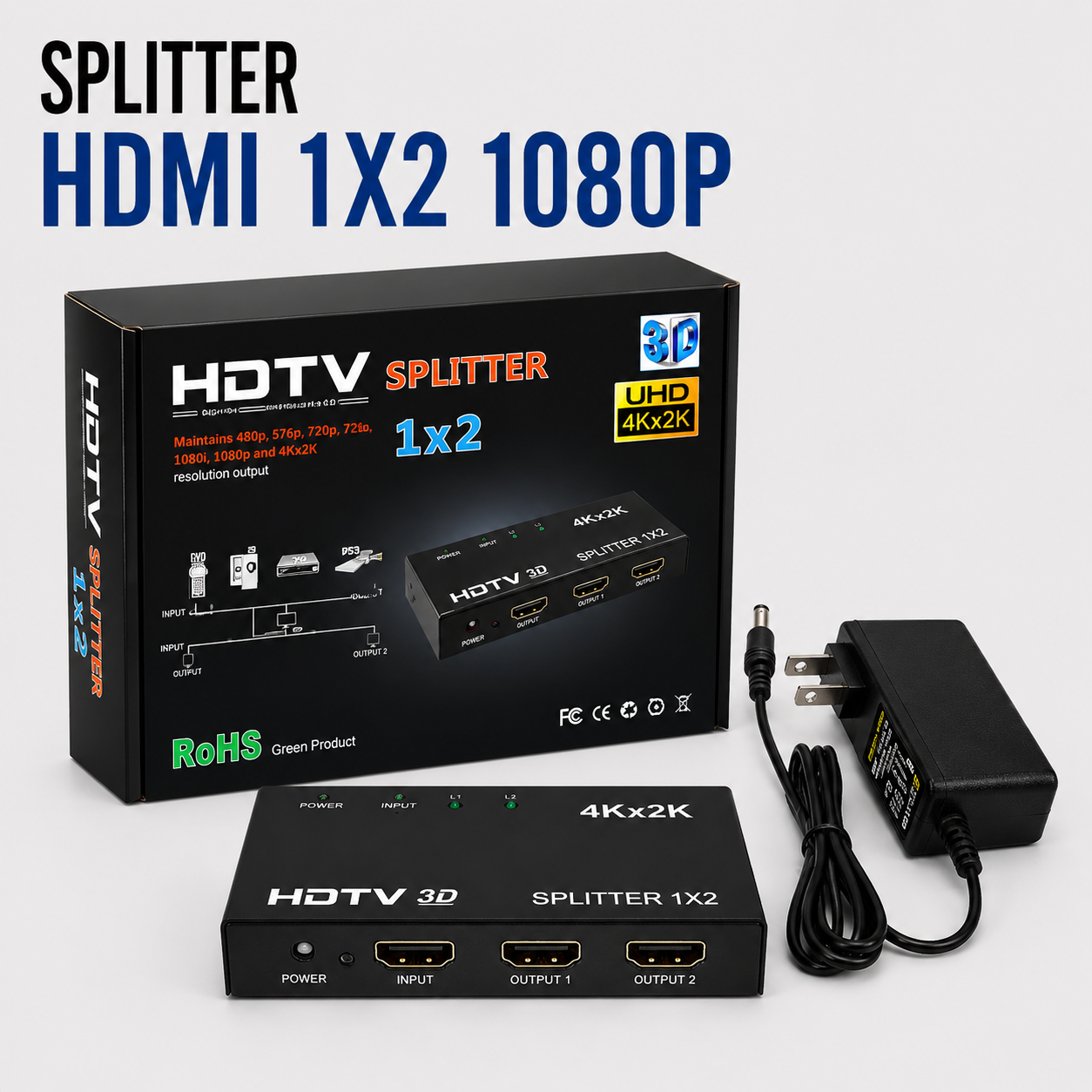 Splitter HDMI 1x2 Full HD 1080P