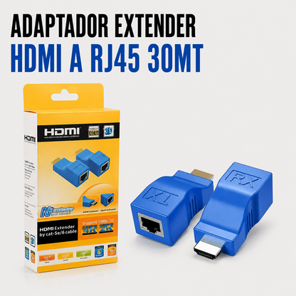 Adaptador Extender HDMI a RJ45 – Hasta 30 Metros
