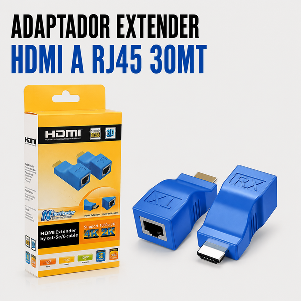 Adaptador Extender HDMI a RJ45 – Hasta 30 Metros