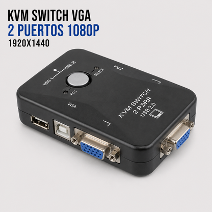 KVM Switch VGA 2 Puertos USB – Full HD 1080P
