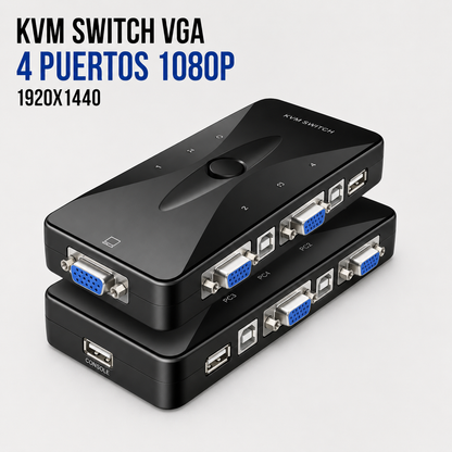 KVM Switch VGA 4 Puertos USB – Full HD 1080P