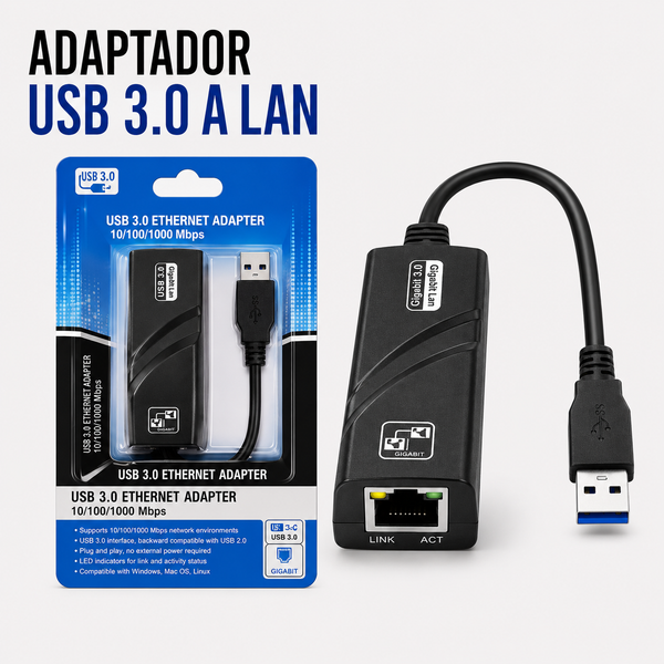 Adaptador USB 3.0 a LAN Gigabit Ethernet