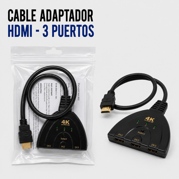 Adaptador HDMI 3 Puertos Bidireccional 4K
