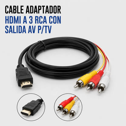 Cable Adaptador HDMI a 3 RCA (AV) para TV