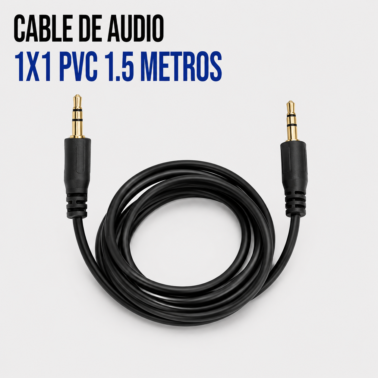 Cable de Audio Auxiliar 3.5 mm Macho a Macho – 1.5 Metros PVC