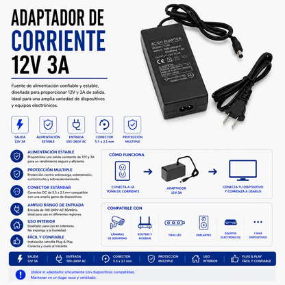 Adaptador de Corriente 12V 3A