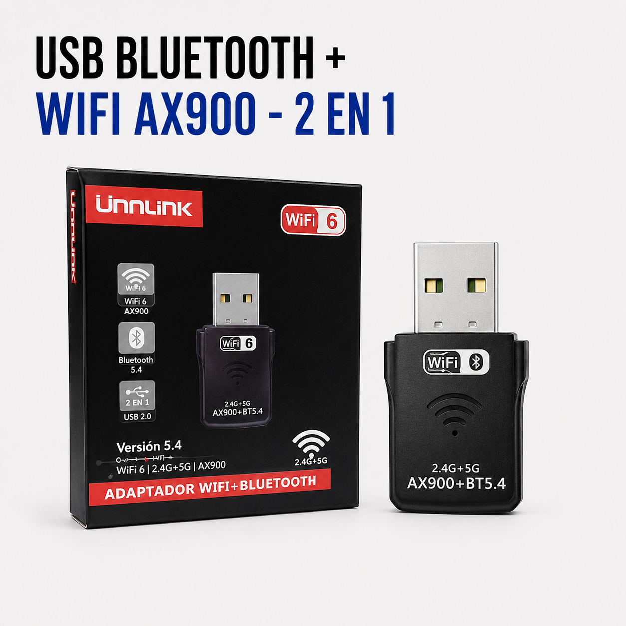 USB WiFi AX900 + Bluetooth 5.4 – Adaptador Inalámbrico 2 en 1