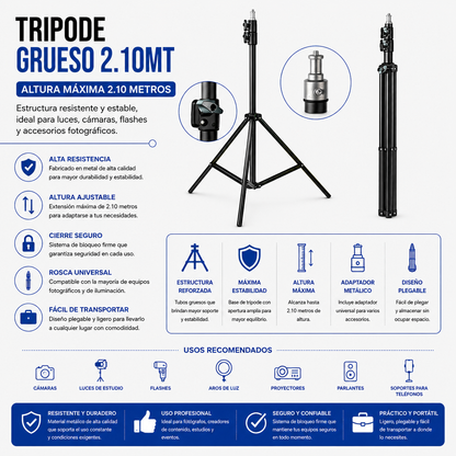 Trípode Grueso Ajustable 2.10 m – Modelo MY-7261