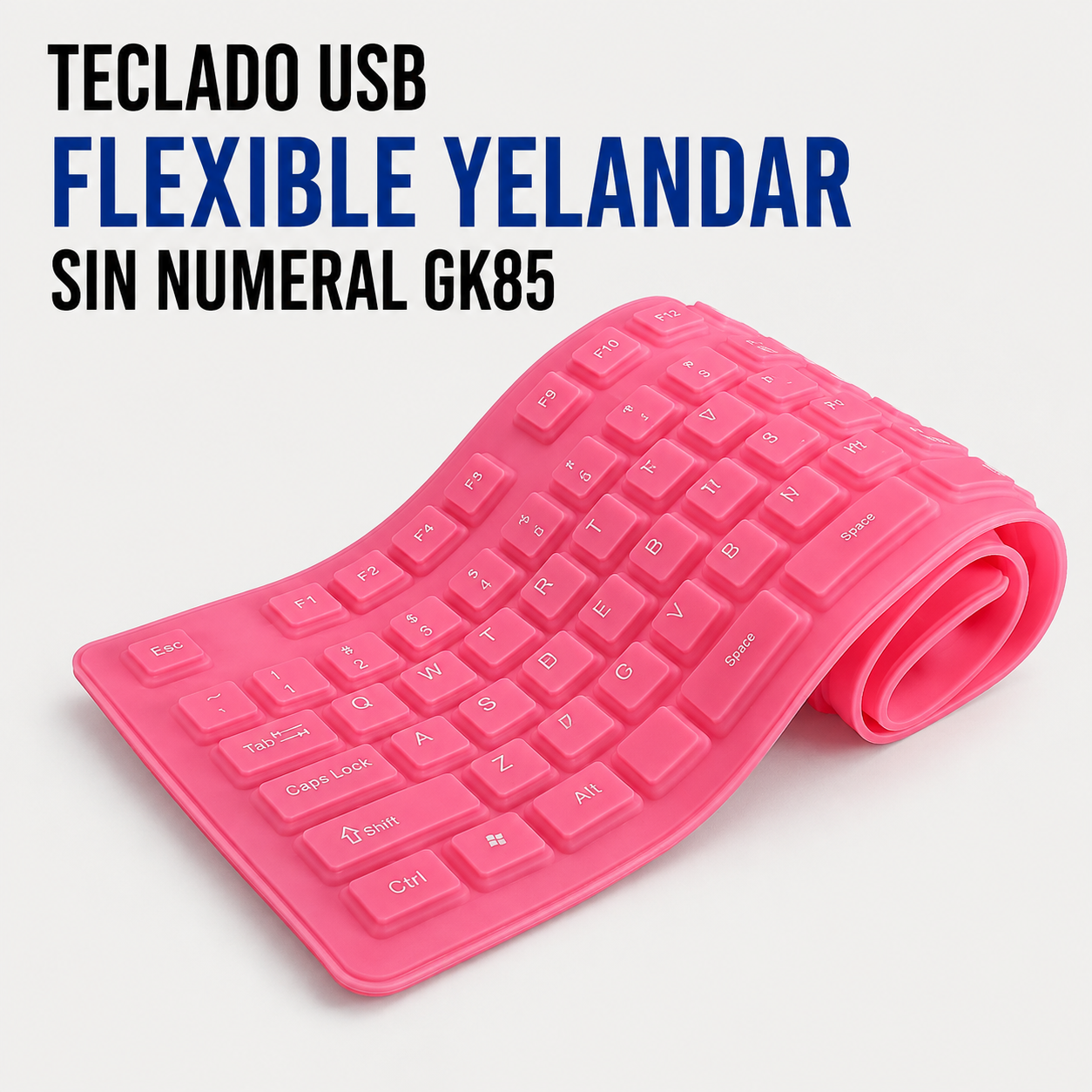 Teclado USB Flexible Yelandar GK85 – Silicona, Compacto y Resistente al Agua