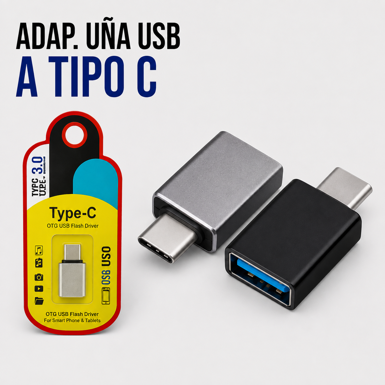 Adaptador USB Hembra a USB Tipo-C Macho (OTG)