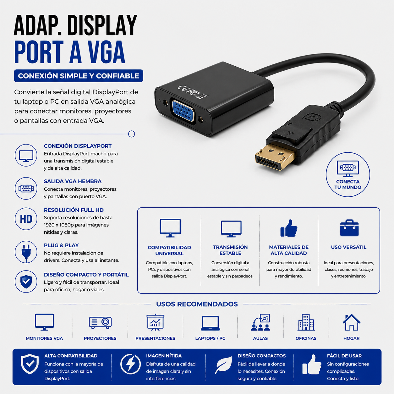 Adaptador DisplayPort a VGA