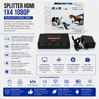 Splitter HDMI 1x4 Full HD 1080p