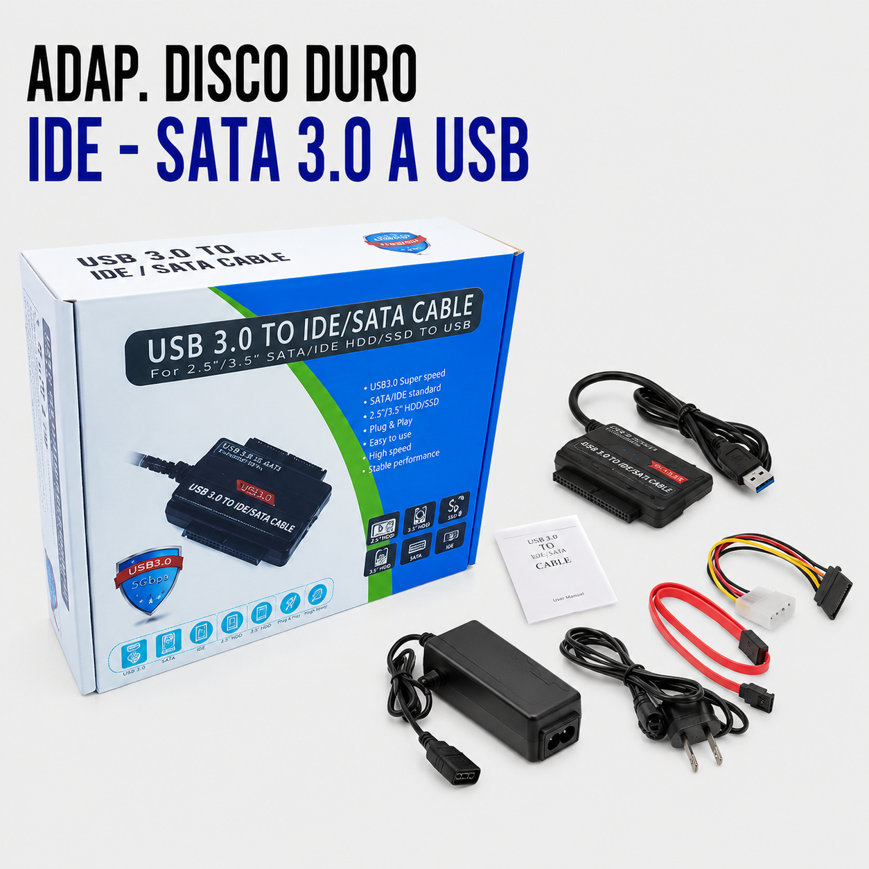 Adaptador para Disco Duro IDE / SATA a USB 3.0