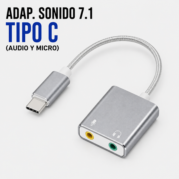 Adaptador de Audio USB Tipo-C a Jack 3.5 mm – Audio y Micrófono (7.1)