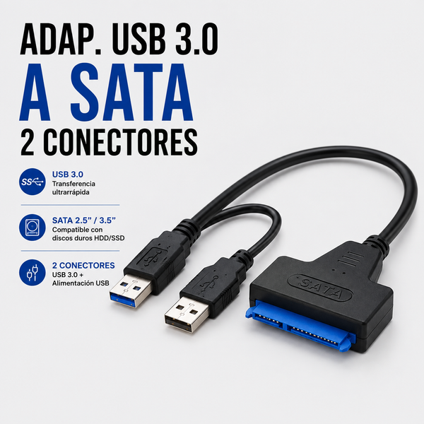 Adaptador USB 3.0 a SATA – 2 Conectores USB