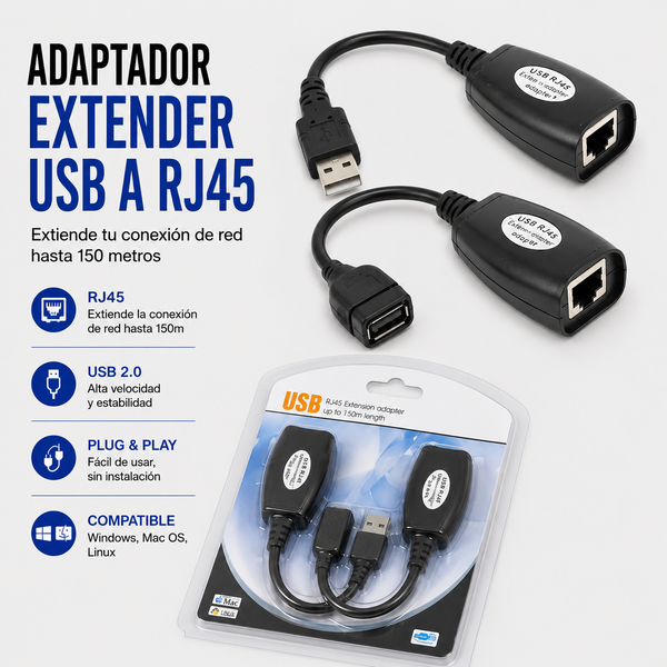 Adaptador Extensor USB a RJ45