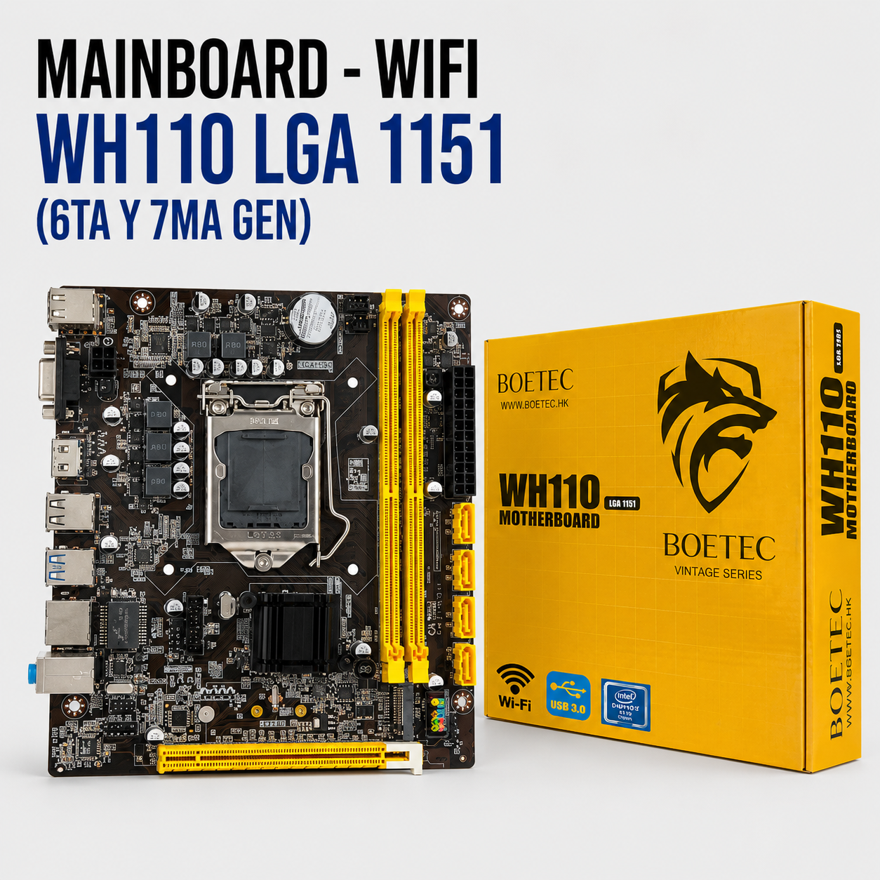 Mainboard Boetec WH110 WiFi – Socket LGA 1151 (Compatible con Intel® 6.ª y 7.ª Generación)