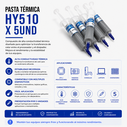 Pasta Térmica HY510 – Pack x 5 Unidades