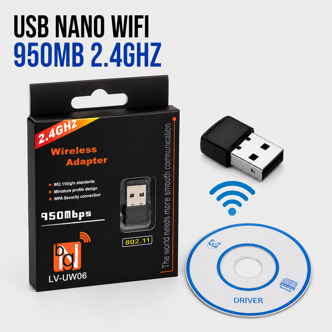 Adaptador USB Nano WiFi 950 Mbps 2.4 GHz