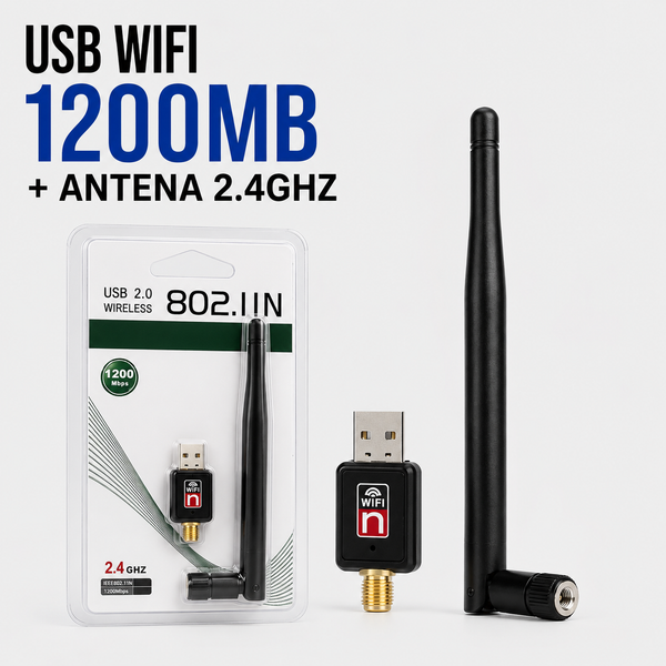 Adaptador USB WiFi 1200 Mbps con Antena Externa 2.4 GHz
